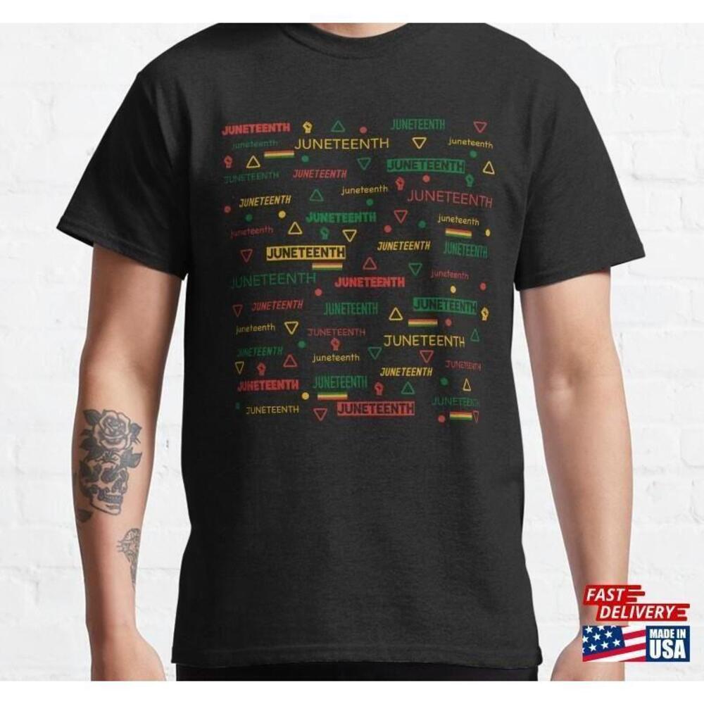 Juneteenth Text African Tribal Pattern Classic Tshirt